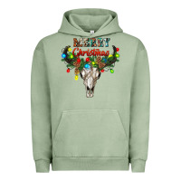 Pigment Oil Green merry christmas bull skull Urban Hoodie - RanaPortraitStore
