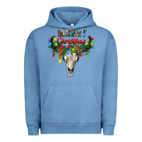 Pigment Pebble Blue merry christmas bull skull Urban Hoodie - RanaPortraitStore