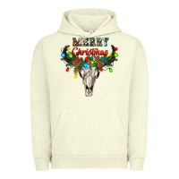 Pigment Pistachio merry christmas bull skull Urban Hoodie - RanaPortraitStore