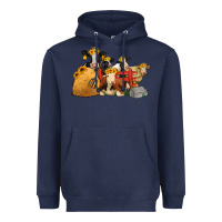 Navy Cows With Sunflower Headbands Heavyweight Hoodie - Jasminsmagicworld