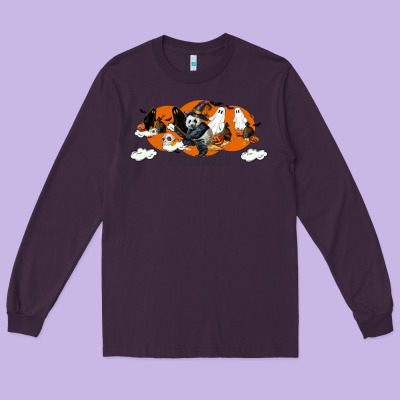 Hallowen Panda Long Sleeve Tee Designed By Lillyallendesigns