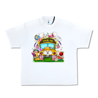 White Easter School Bus Urban Heavy Tee - CowhideDigitalArt
