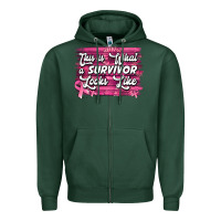 Sports Green this is what a survivor looks like breast cancer awareness Zipper Hoodie - Jasminsmagicworld