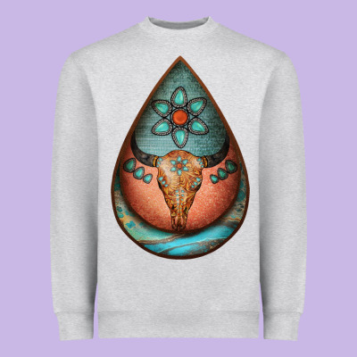 Teardrop Tooled Leather Bullskull Earrings Heavyweight Sweatshirt Designed By Jasminsmagicworld