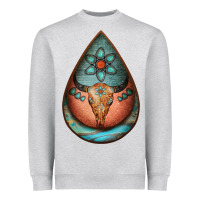 Heather Grey teardrop tooled leather bullskull earrings Heavyweight Sweatshirt - Jasminsmagicworld