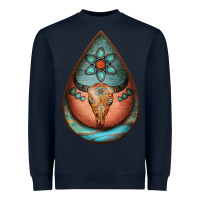 Navy teardrop tooled leather bullskull earrings Heavyweight Sweatshirt - Jasminsmagicworld