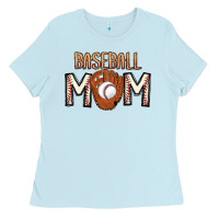 Baby Blue Baseball Mom Ladies Tee - CowhideDigitalArt