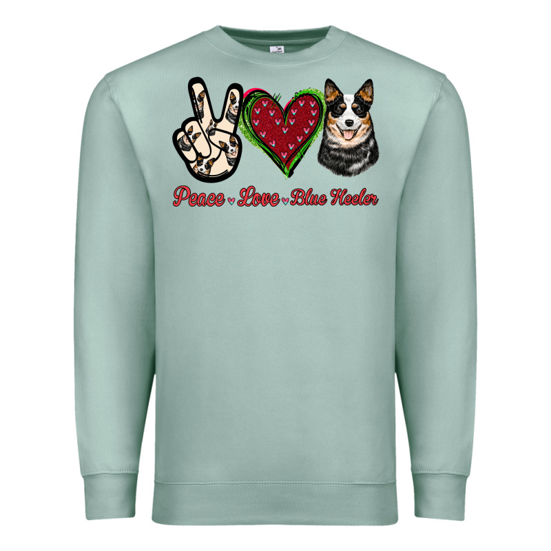 Peace Love Blue Heeler Premium Sweatshirt by Jasminsmagicworld | Teevron