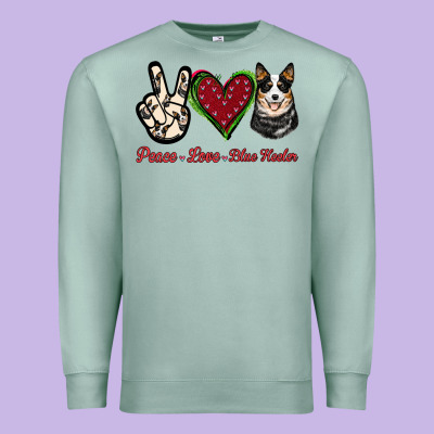 Peace Love Blue Heeler Premium Sweatshirt Designed By Jasminsmagicworld