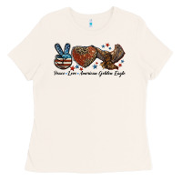 Bone Western Peace Love American Golden Eagle Ladies Tee - LillyAllenDesigns