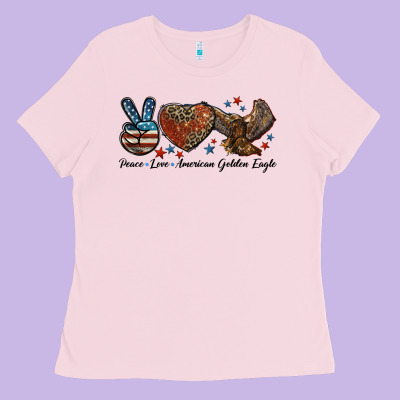 Western Peace Love American Golden Eagle Ladies Tee Designed By Lillyallendesigns