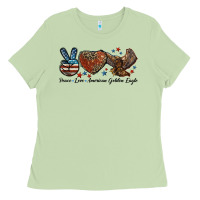 Matcha Western Peace Love American Golden Eagle Ladies Tee - LillyAllenDesigns