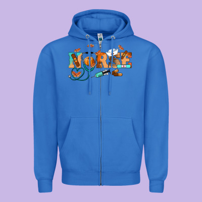 Fall Nurse Zipper Hoodie Designed By Ranaportraitstore