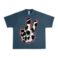 Midnight Navy Black White Dalmatian Peace Sign Urban Heavy Tee - Jasminsmagicworld