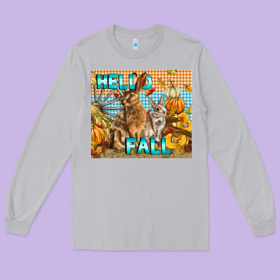 Hello Fall Rabbit Long Sleeve Tee Designed By Lillyallendesigns