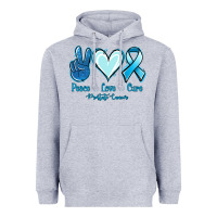 Heather Grey Peace Love Cure Prostate Cancer Heavyweight Hoodie - Jasminsmagicworld
