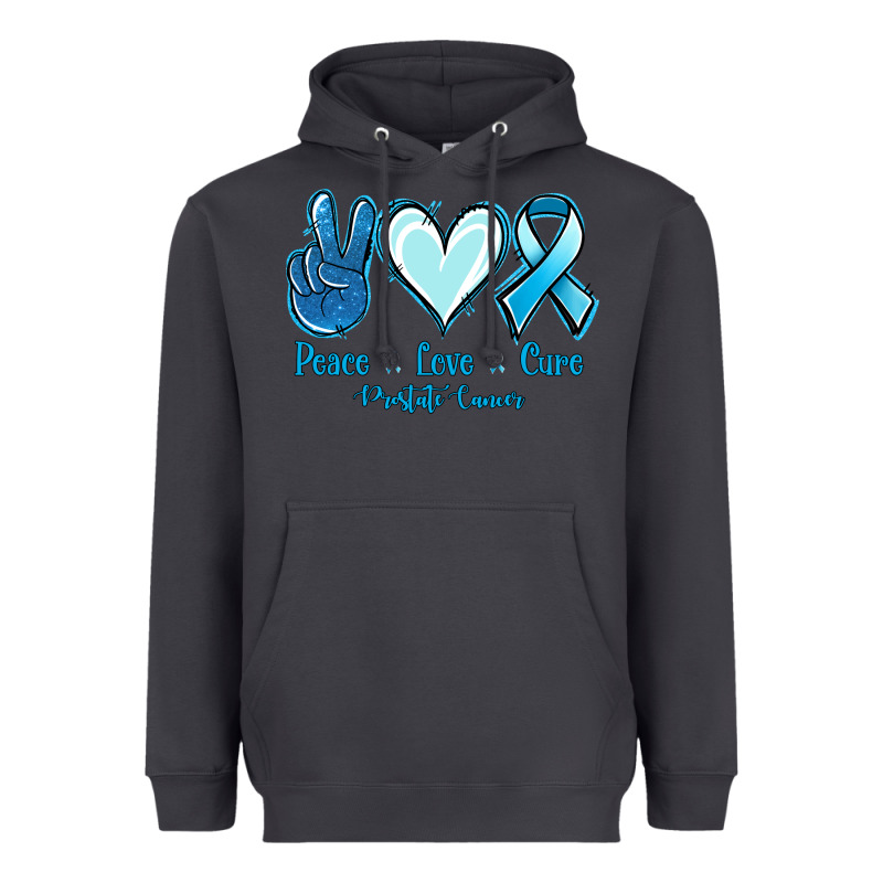 Peace Love Cure Prostate Cancer Heavyweight Hoodie by Jasminsmagicworld | Teevron
