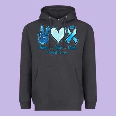 Peace Love Cure Prostate Cancer Heavyweight Hoodie Designed By Jasminsmagicworld
