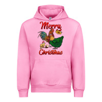 Fuchsia Pink merry christmas chickens Urban Hoodie - RanaPortraitStore