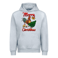 Heather Grey merry christmas chickens Urban Hoodie - RanaPortraitStore