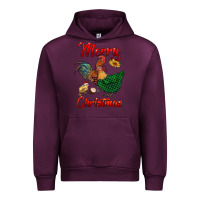 Mauve Wine merry christmas chickens Urban Hoodie - RanaPortraitStore