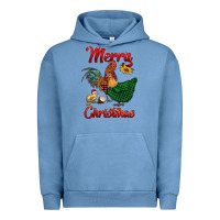 Pigment Pebble Blue merry christmas chickens Urban Hoodie - RanaPortraitStore