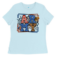 Baby Blue Army Veteran leopard frame 4th of July Ladies Tee - LillyAllenDesigns