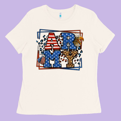 Army Veteran Leopard Frame 4th Of July Ladies Tee Designed By Lillyallendesigns