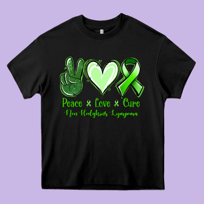 Peace Love Cure Non Hodgkins Lympoma Heavy Core Tee Designed By Jasminsmagicworld