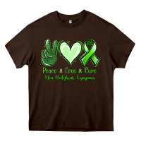 Chocolate Brown Peace Love Cure Non Hodgkins Lympoma Heavy Core Tee - Jasminsmagicworld