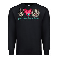 Black Peace Love Boston Terrier Premium Sweatshirt - Jasminsmagicworld