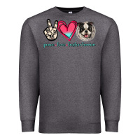 Charcoal Heather Peace Love Boston Terrier Premium Sweatshirt - Jasminsmagicworld