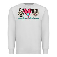Dove Grey Peace Love Boston Terrier Premium Sweatshirt - Jasminsmagicworld