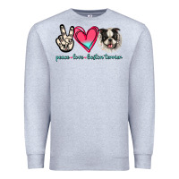 Heather Grey Peace Love Boston Terrier Premium Sweatshirt - Jasminsmagicworld