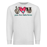 Oatmeal Heather Peace Love Boston Terrier Premium Sweatshirt - Jasminsmagicworld