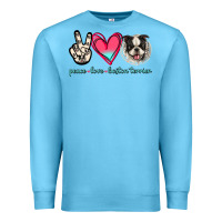 Ocean Blue Peace Love Boston Terrier Premium Sweatshirt - Jasminsmagicworld