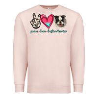 Pale Pink Peace Love Boston Terrier Premium Sweatshirt - Jasminsmagicworld