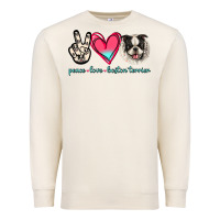 Sandshell Peace Love Boston Terrier Premium Sweatshirt - Jasminsmagicworld