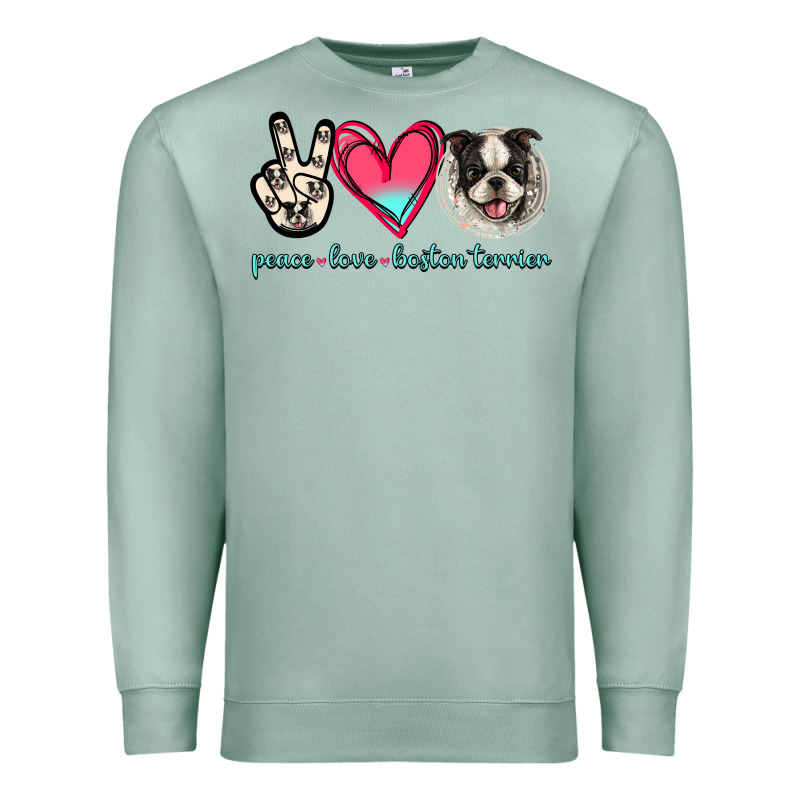Peace Love Boston Terrier Premium Sweatshirt by Jasminsmagicworld | Teevron