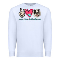 White Peace Love Boston Terrier Premium Sweatshirt - Jasminsmagicworld