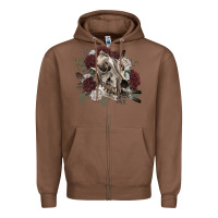 Chestnut Floral boho wolf skull Zipper Hoodie - RanaPortraitStore