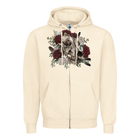 Sandshell Floral boho wolf skull Zipper Hoodie - RanaPortraitStore