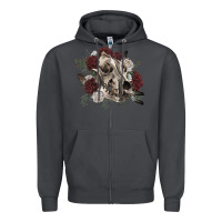 Smoke Floral boho wolf skull Zipper Hoodie - RanaPortraitStore