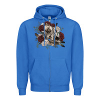 True Royal Floral boho wolf skull Zipper Hoodie - RanaPortraitStore