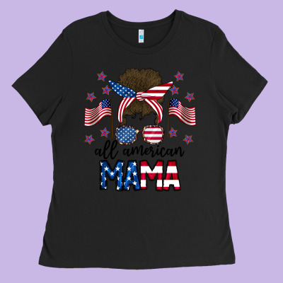 All American Mama Messy Buny Ladies Tee Designed By Cowhidedigitalart