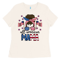 Bone All American Mama Messy Buny Ladies Tee - CowhideDigitalArt