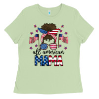 Matcha All American Mama Messy Buny Ladies Tee - CowhideDigitalArt