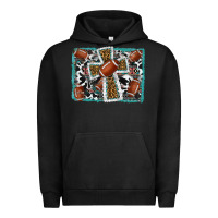 Pigment Black football cross aztec leopard background Urban Hoodie - RanaPortraitStore