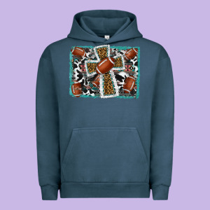 Football Cross Aztec Leopard Background Urban Hoodie Designed By Ranaportraitstore