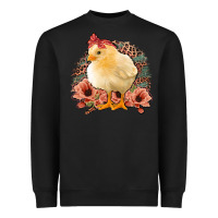 Black Chick With Flowers Feopard Heavyweight Sweatshirt - Jasminsmagicworld